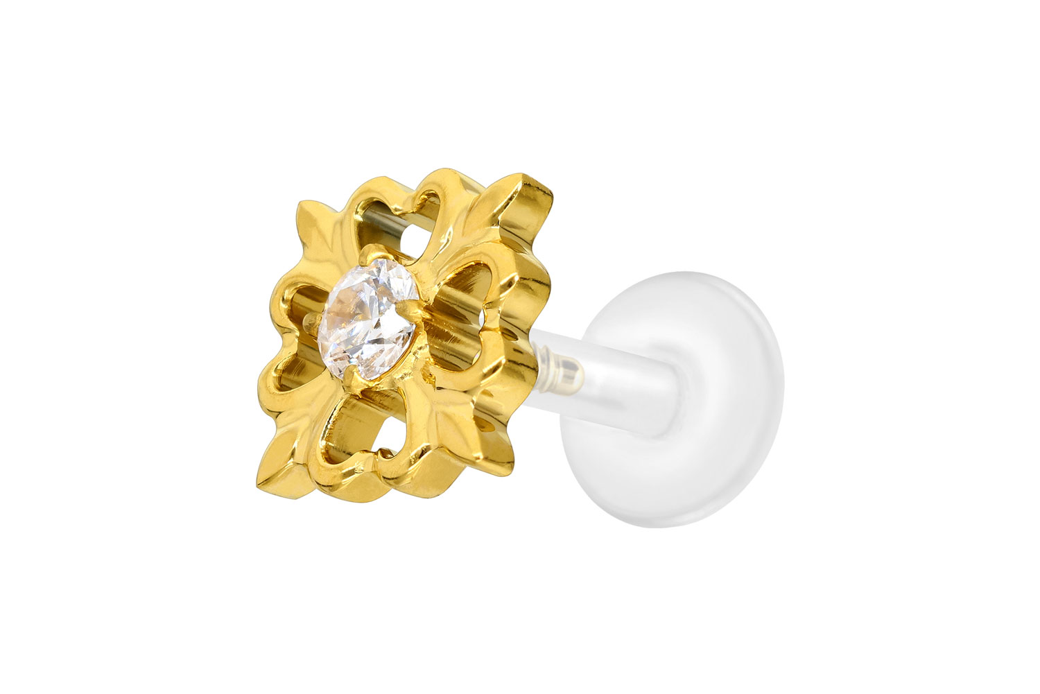 PTFE Labret Piercing mit Innengewinde + Titan-Aufsatz KLEEBLATT